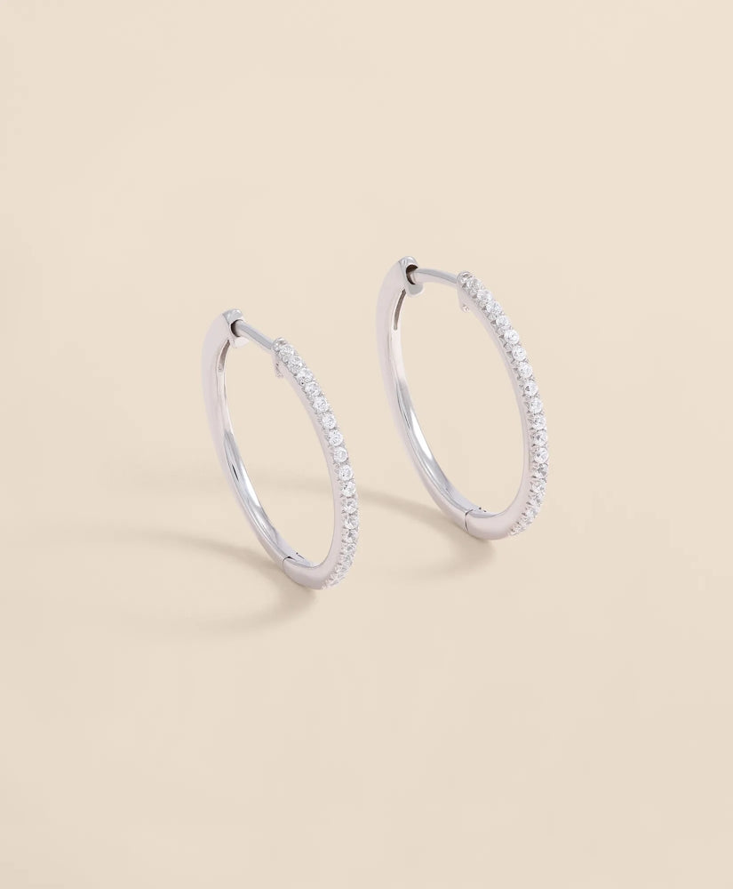 0.25 CT. Lab-Grown Diamond 14k Gold Hoop Earrings / Brooks Brothers Women