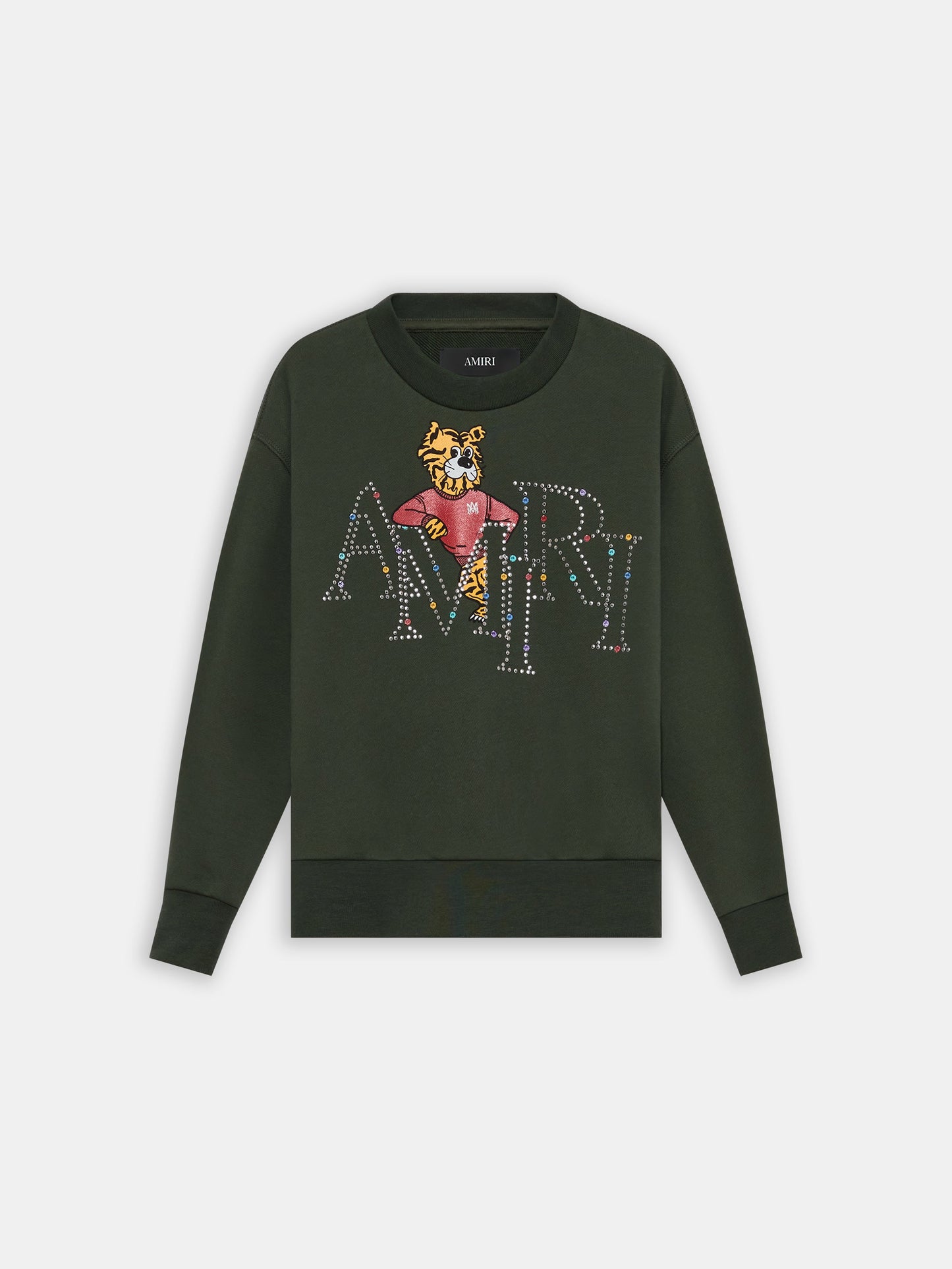 Amiri Staggered Tiger Crew - Dark Sage | Amiri Affordable