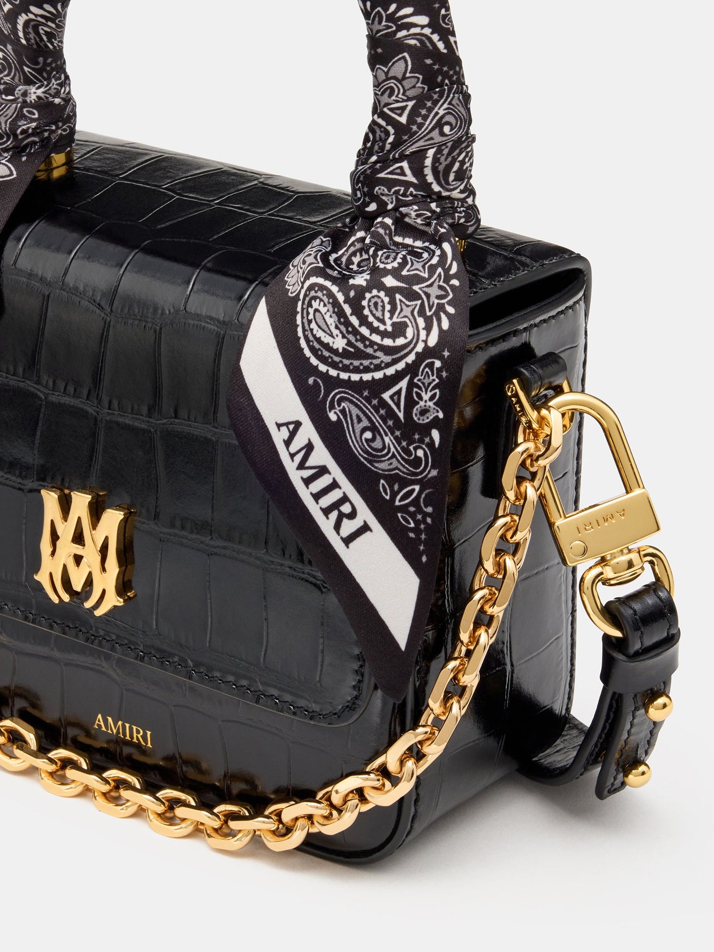 Croc Embossed Micro Ma Bag - Black | Amiri Featured