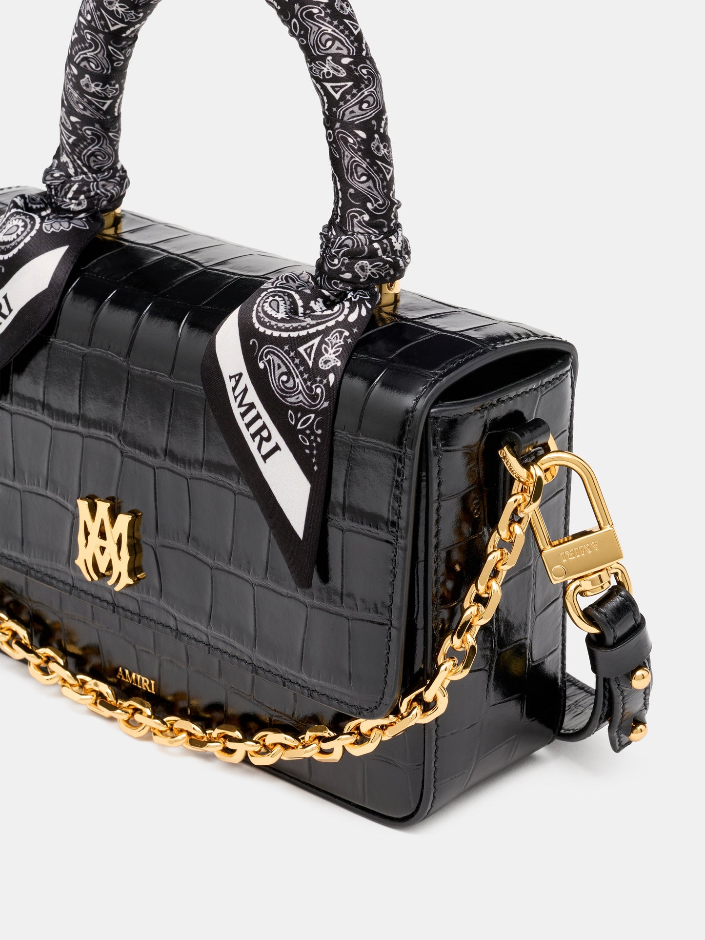 Croc Embossed Long Ma Bag - Black | Amiri Featured
