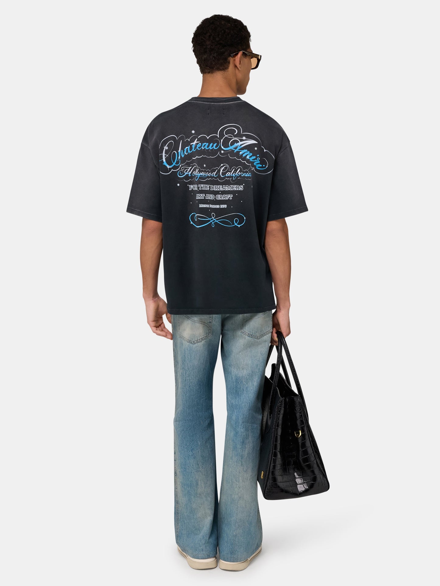 Crystal Chateau Script Oversized Tee - Black | Amiri Sale