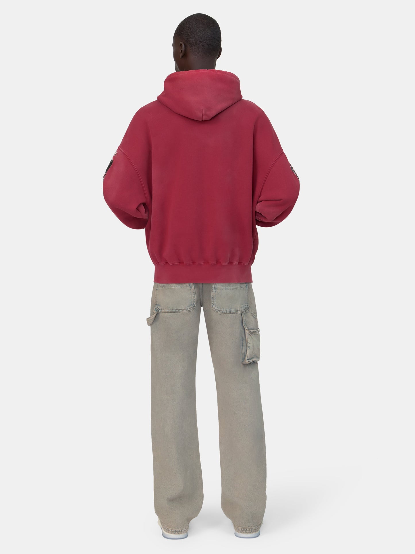 Bones Studded Oversized Zip Hoodie - Red Rose | Amiri Special Offer
