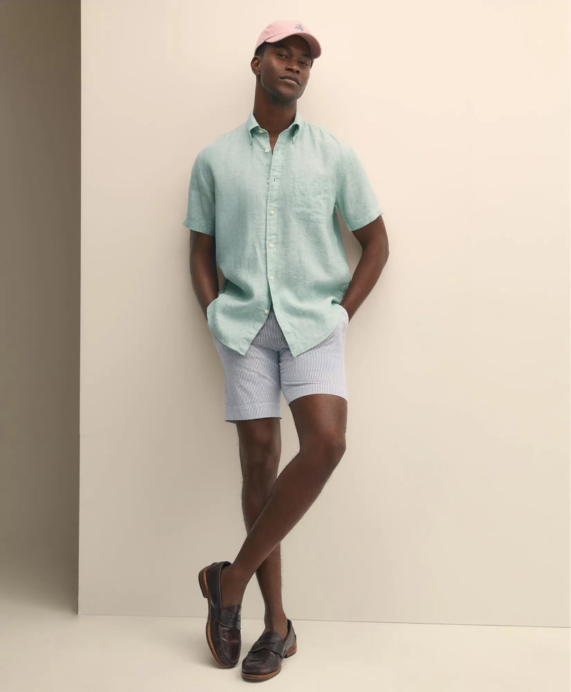9" Cotton Seersucker Stripe Shorts / Brooks Brothers Sale