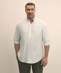 Big & Tall Stretch Cotton Non-Iron Oxford Polo Button Down Collar, Outline Stripe Shirt / Brooks Brothers Sale