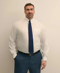 Big & Tall Stretch Cotton Non-Iron Pinpoint Oxford Polo Button Down, Windowpane Dress Shirt / Brooks Brothers Men
