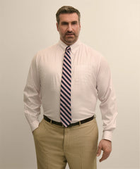 Big & Tall Stretch Cotton Non-Iron Pinpoint Oxford Polo Button Down, Windowpane Dress Shirt / Brooks Brothers Men