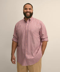 Big & Tall Stretch Cotton Non-Iron Poplin Polo Button Down, Check Sport Shirt / Brooks Brothers Men