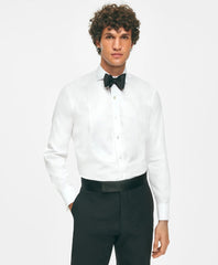 Black Fleece Pique Bib Londoner Collar Tuxedo Shirt in Sea Island Cotton / Brooks Brothers Tailored