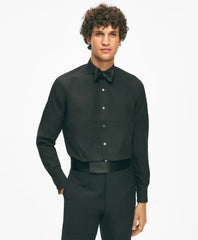 Black Fleece Pleated Londoner Collar Tuxedo Shirt in Sea Island Cotton / Brooks Brothers Tailored
