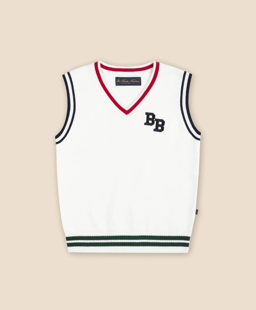 Boys Cotton Jacquard Varsity Sweater Vest / Brooks Brothers Boys