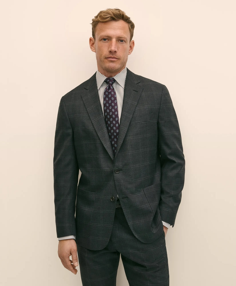 Brooks Brothers Explorer Collection Classic Fit Wool Windowpane Suit Jacket / Brooks Brothers Sale