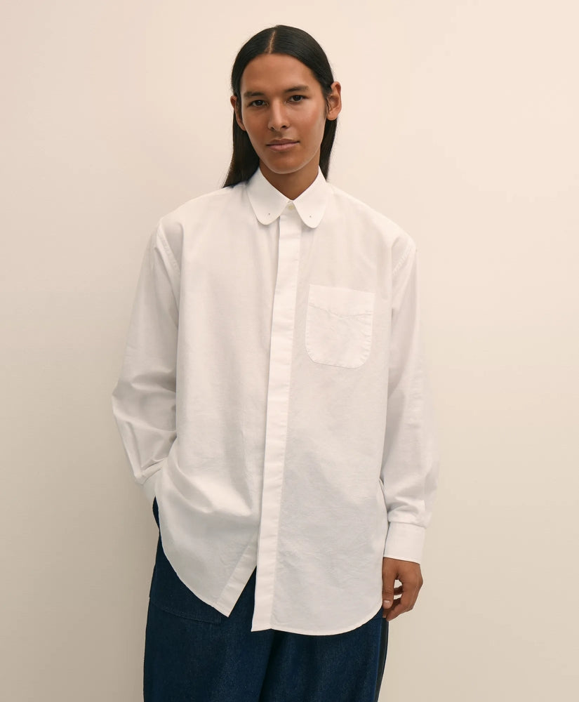 Brooks Brothers X Engineered Garments Cotton Oxford Round Pinhole Collar Oversized Dress Shirt / Brooks Brothers Tailored