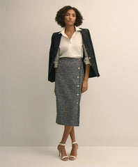 Buttoned Column Knit Skirt / Brooks Brothers Sale