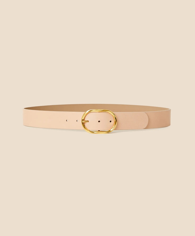 B-Low the Belt Gold-Tone & Leather Twisted Buckle Belt / Brooks Brothers Women
