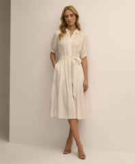 Embroidered Belted Shirt Dress / Brooks Brothers Women