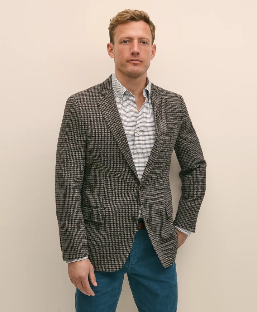 Classic Fit Cotton Wool Blend Knit Houndstooth Sport Coat / Brooks Brothers Sale