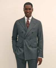 Classic Fit Double-Breasted Cotton Herringbone Suit Jacket / Brooks Brothers Sale