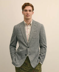 Classic Fit Herringbone Knit Sport Coat in Wool-Cotton / Brooks Brothers Sale