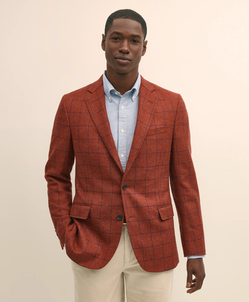 Classic Fit Wool-Cashmere Tweed Windowpane 1818 Sport Coat / Brooks Brothers Sale