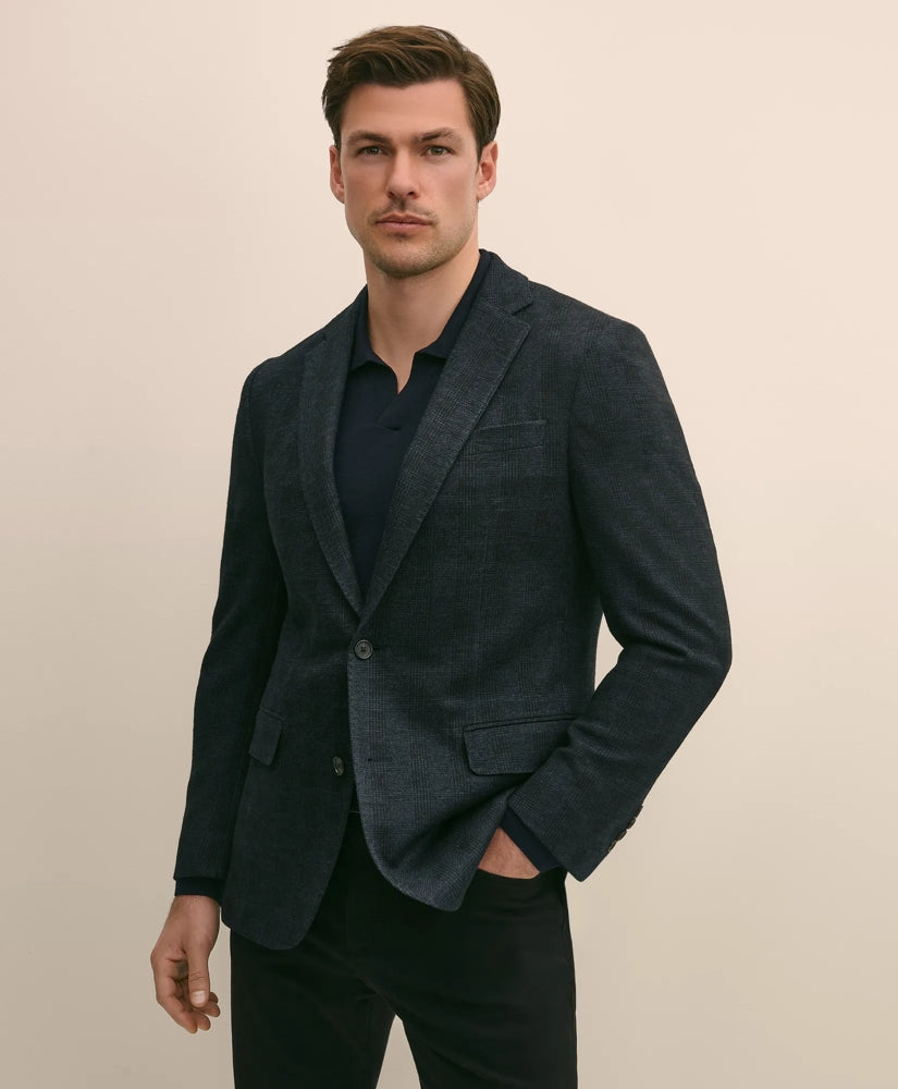 Classic Fit Wool Cotton Knit Check Sport Coat / Brooks Brothers Sale