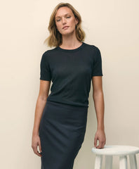 Classic Short-Sleeve Jersey Crewneck Sweater / Brooks Brothers Women