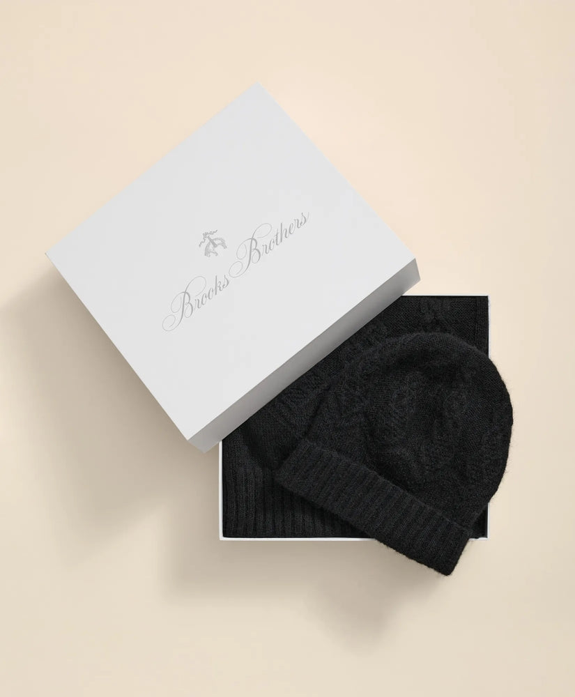 Cotton-Alpaca-Wool Blend Hat & Scarf Boxed Set / Brooks Brothers Sale