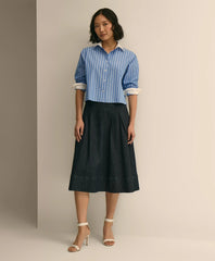 Cotton Blend A-Line Denim Skirt / Brooks Brothers Women