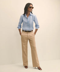 Cotton Blend Relaxed Chino Pants / Brooks Brothers Women