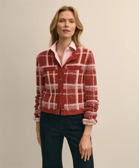 Cotton-Blend Soft Plaid Cardigan / Brooks Brothers Sale
