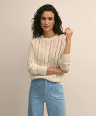 Cotton Cable-Knit Cropped Sweater / Brooks Brothers Women