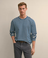 Cotton Indigo-Dyed Heavyweight Mariner Stripe Long-Sleeve T-Shirt / Brooks Brothers Shirts