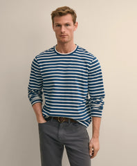 Cotton Indigo-Dyed Heavyweight Mariner Stripe Long-Sleeve T-Shirt / Brooks Brothers Shirts