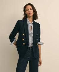 Cotton Knit Double-Breasted Blazer / Brooks Brothers Women