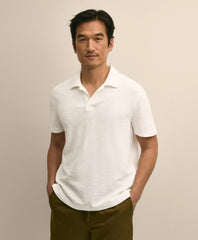 Cotton-Linen Pique Johnny Collar Shirt / Brooks Brothers Men
