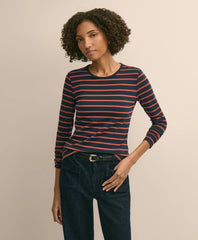 Cotton-Modal Blend Mariner Stripe Long-Sleeve T-Shirt / Brooks Brothers Women