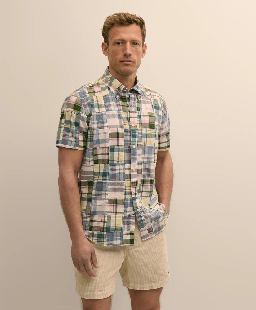 Cotton Patchwork Madras Polo Button-Down Collar, Short-Sleeve Shirt / Brooks Brothers Men