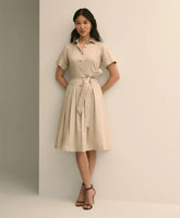 Cotton Sateen Short-Sleeve Belted Shirt Dress / Brooks Brothers Women