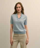 Cotton Viscose Short-Sleeve Ruffle Sweater / Brooks Brothers Women