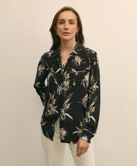 Crepe Viscose Relaxed Bird-Print Blouse / Brooks Brothers Sale
