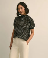 Dot-Print Tie-Neck Blouse / Brooks Brothers Sale