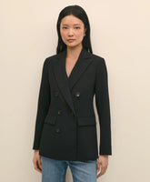 Double-Breasted Peak Lapel Jacket in Fine Twill Stretch Crepe / Brooks Brothers Women