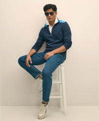 Double Faced Cotton Blend Pique Quarter-Zip / Brooks Brothers Sale