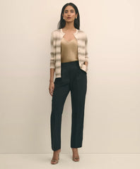 Easy Fit, Elastic Back Fine Twill Stretch Crepe Straight-Leg Pants / Brooks Brothers Women