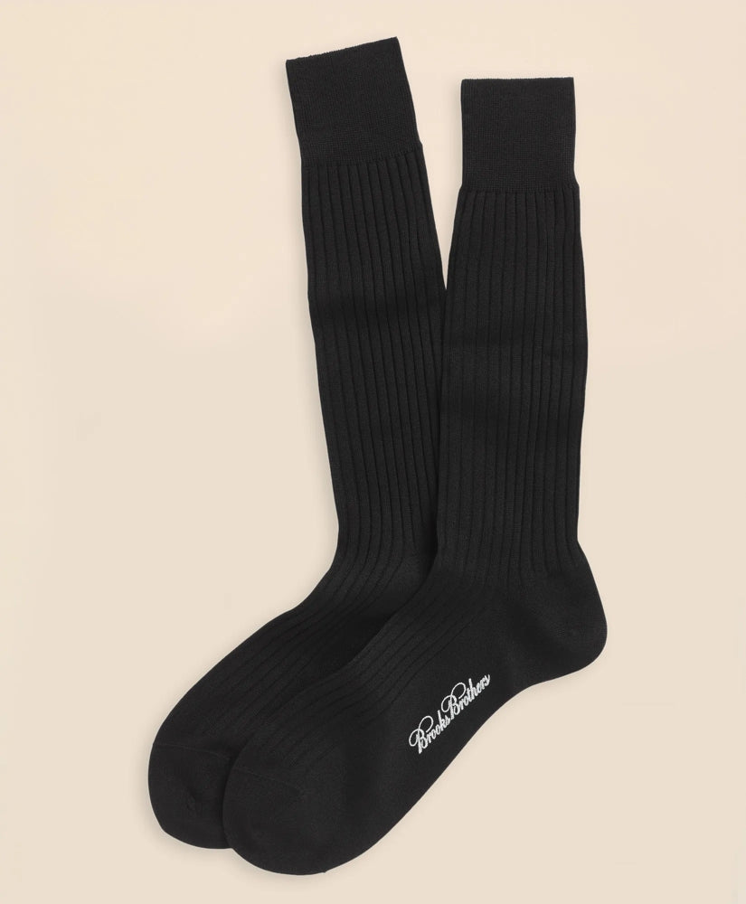Egyptian Cotton Ribbed Crew Socks / Brooks Brothers Men