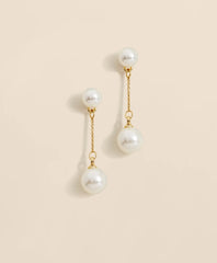 Faux-Pearl-Drop Fine-Chain Earrings / Brooks Brothers Women