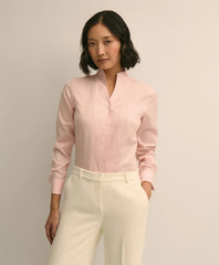 Fitted Funnel Neck Shirt in Non-Iron Royal Oxford Cotton / Brooks Brothers Shirts