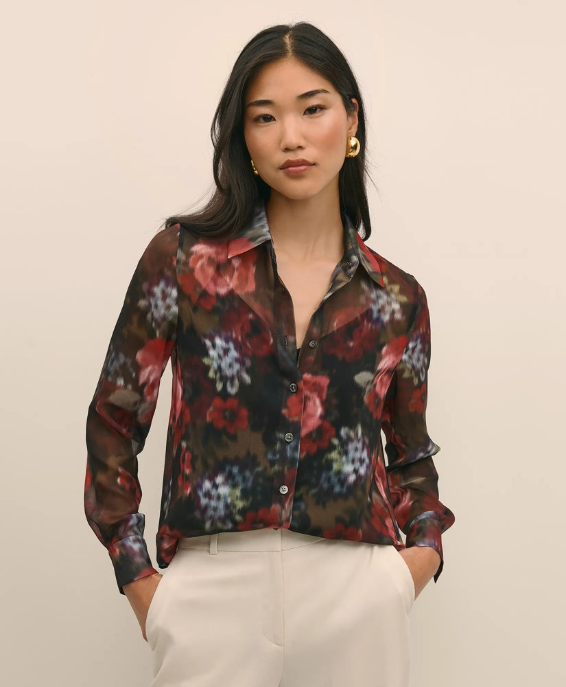 Floral Print Sheer Blouse with Camisole / Brooks Brothers Sale