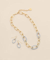 Gold-Tone Cubic Zirconia Link Necklace & Earrings Set / Brooks Brothers Women