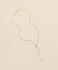 Gold-Tone Faux Pearl Lariat Necklace / Brooks Brothers Women