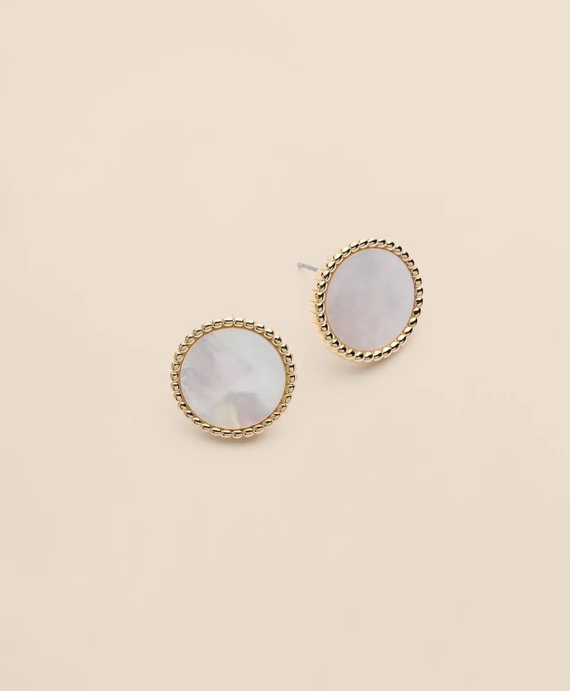 Gold-Tone Mother-Of-Pearl Button Stud Earrings / Brooks Brothers Women